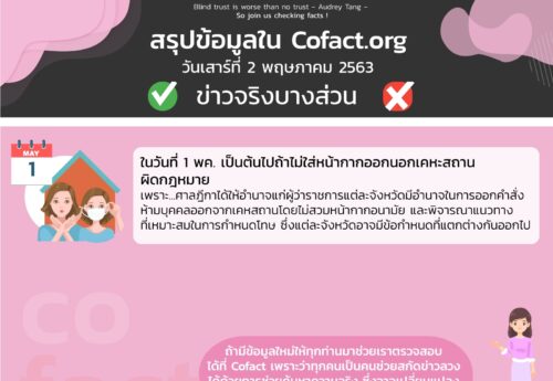 สรุปข้อมูลใน Cofact.org 02 พ.ค. 63