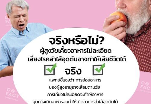 จริงหรือไม่? ผู้สูงวัยเคี้ยวอาหารไม่ละเอียด เสี่ยงโรคลำไส้อุดตัน อาจทำให้เสียชีวิตได้