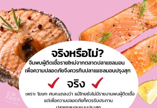 จริงหรือไม่? จีนพบผู้ติดเชื้อรายใหม่จากตลาดปลาแซลมอน เพื่อความปลอดภัยจึงควรกินปลาแซลมอนปรุงสุก