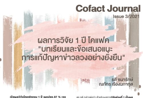 Cofact Journal Issue 3/2021 เปิดผลการวิจัย 1 ปีโคแฟค “บทเรียน/ข้อเสนอแนะ” การแก้ปัญหาข่าวลวงอย่างยั่งยืน