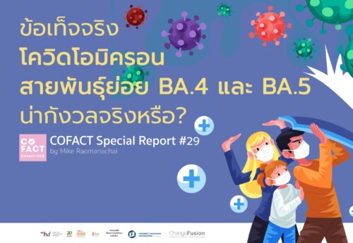 ข้อเท็จจริง โควิดโอมิครอนสายพันธุ์ย่อย BA.4 และ BA.5 น่ากังวลจริงหรือ? COFACT Special Report #29